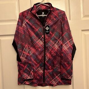 LulaRoe Rise “Determined” Athleisure Jacket, Size XS. Burgandy Multi. NWT.
